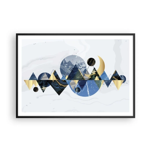 Plakat w czarnej ramie - Abstrakcyjne geometryczne wzory z motywem gór - 100x70cm - Pejzaż geometryczny - Nowoczesna dekoracja ścienna do salonu i sypialni ARTTOR