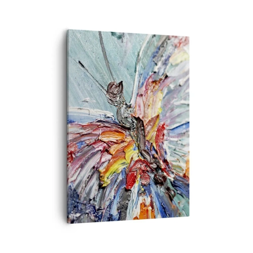 Obraz na płótnie - Abstrakcyjny motyl w technice impasto z kolorowymi detalami - 50x70cm - Pomalowany przez naturę - Nowoczesna dekoracja ścienna do salonu, kuchni i sypialni ARTTOR