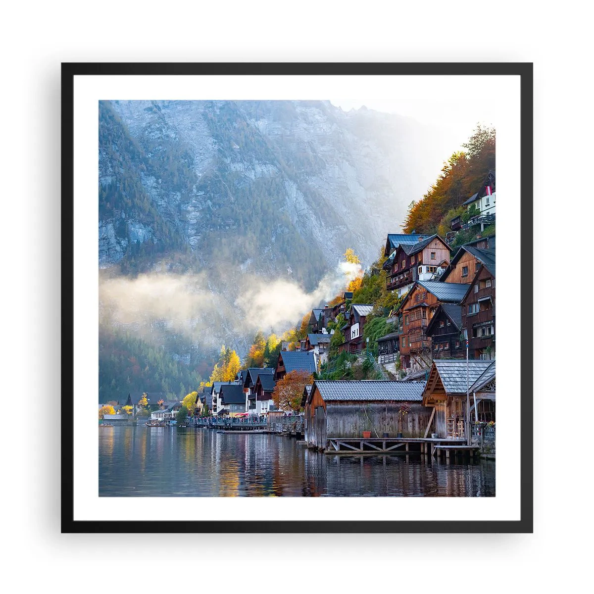 Plakat w czarnej ramie - Alpejskie klimaty - 60x60 cm