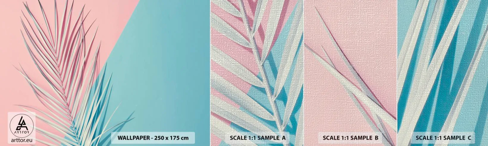 Fototapeta Próbka Premium Canvas - Tropikalna impresja - Liść Palmowy, Abstrakcja, Grafika - 100x30 cm