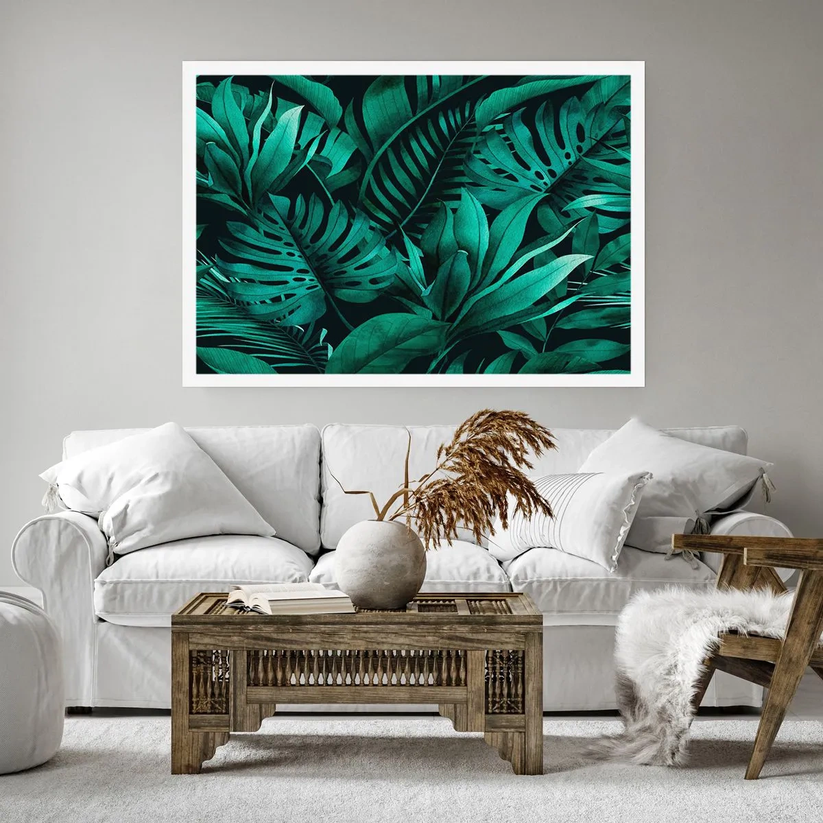 Plakat - Tropikalne liście w odcieniach intensywnej zieleni - 100x70cm - Głębia tropikalnej zieleni - Nowoczesna dekoracja ścienna do salonu i sypialni ARTTOR