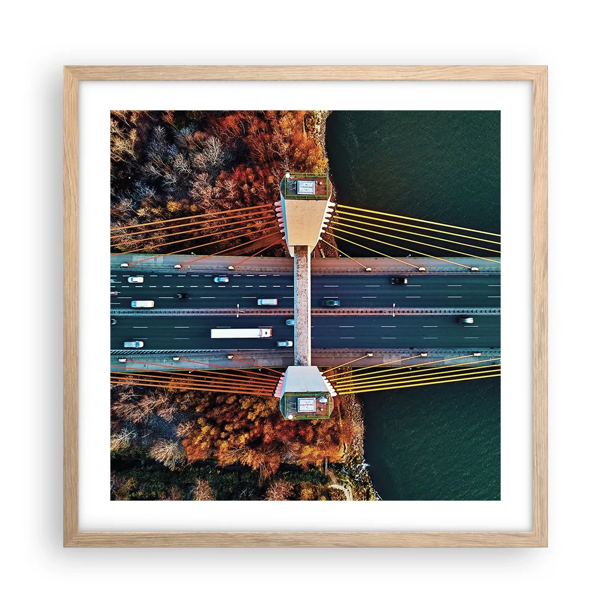 Plakat w ramie jasny dąb - ZA wodami, za lasami - 50x50 cm