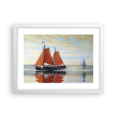 Plakat w białej ramie - Hej, żeglujże, żeglarzu… - 40x30 cm