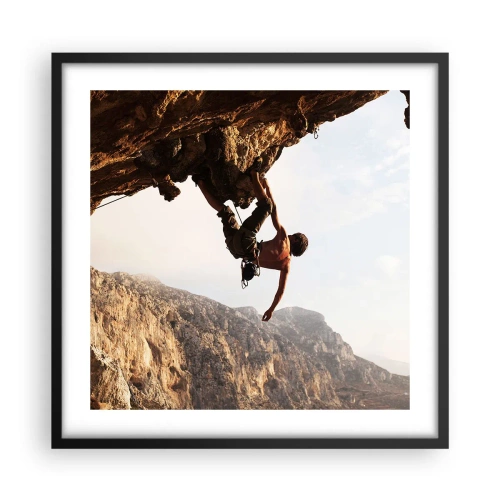 Plakat w czarnej ramie - Świat skurczony w garści na obrywie głazu - 50x50 cm