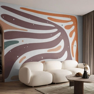 Fototapeta Premium Canvas - Kompozycja organiczna promienista - Boho, Minimalizm, Sztuka - 450x315 cm