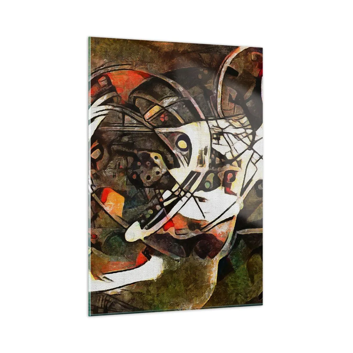 Obraz na szkle - Abstrakcyjny obraz z okręgami i dynamicznymi liniami - 50x70cm - Słyszysz ruch? - Nowoczesna dekoracja ścienna do salonu, kuchni i sypialni ARTTOR