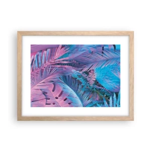Plakat w ramie jasny dąb - Tropiki w różu i błękicie - 40x30 cm