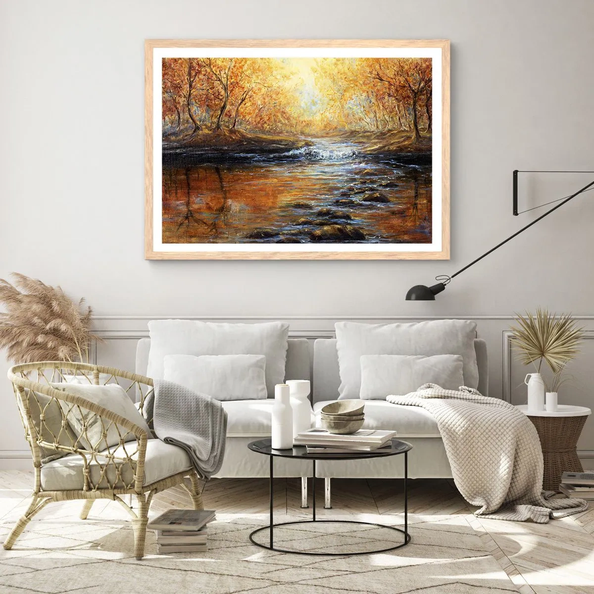 Plakat w ramie jasny dąb - Złoty potok - 40x30 cm