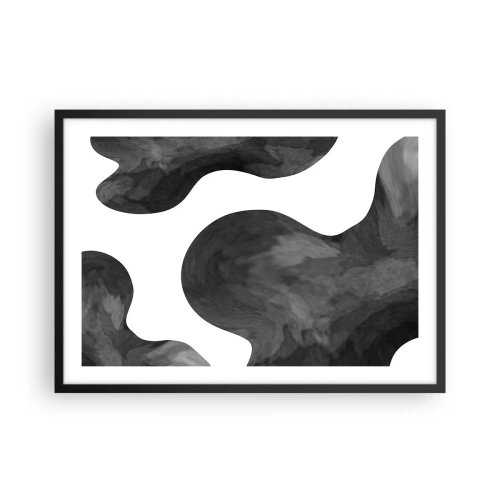 Plakat w czarnej ramie - Abstrakcyjny wzór w odcieniach szarości i bieli - 70x50cm - Droga Mleczna - Nowoczesna dekoracja ścienna do salonu i sypialni ARTTOR
