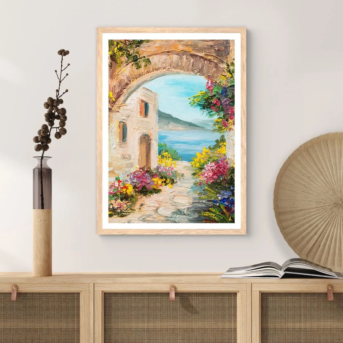 Plakat w ramie jasny dąb - Urok nadmorskiej prowincji - 70x100 cm