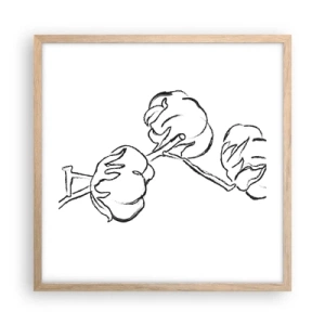 Plakat w ramie jasny dąb - Bawełniany puch - 50x50 cm