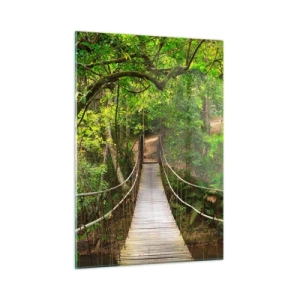 Obraz na szkle - Wiszący most w tropikalnym lesie - 50x70cm - Bo w ogrodzie rośnie pnącze - Nowoczesna dekoracja ścienna do salonu, kuchni i sypialni ARTTOR