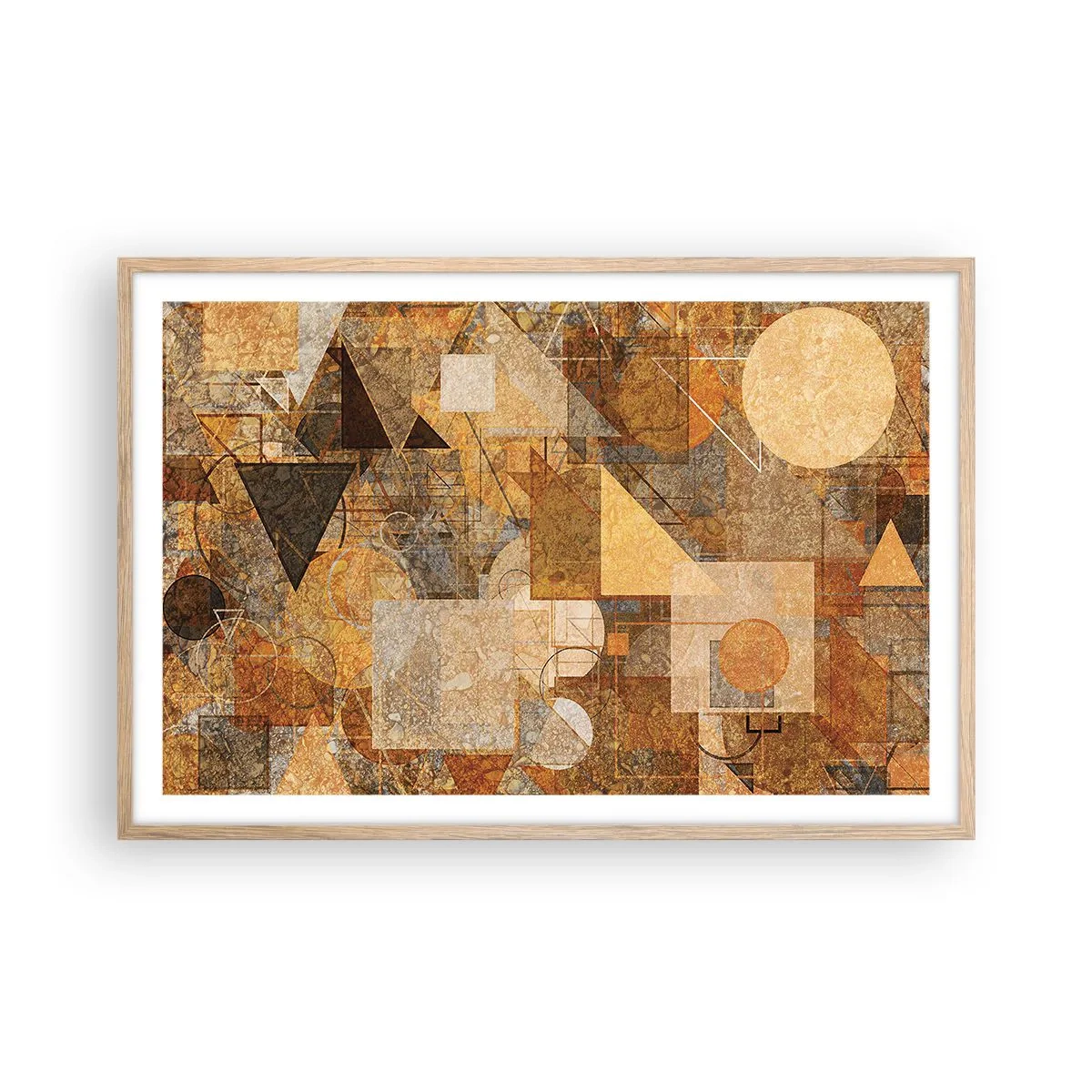 Plakat w ramie jasny dąb - Kubistyczne studium brązu - 91x61 cm