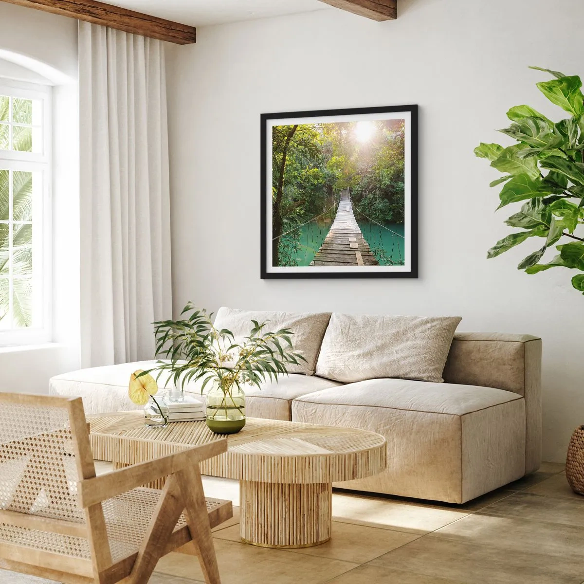 Plakat w czarnej ramie - Nad lazurową wodą do lazurowego lasu - 40x40 cm