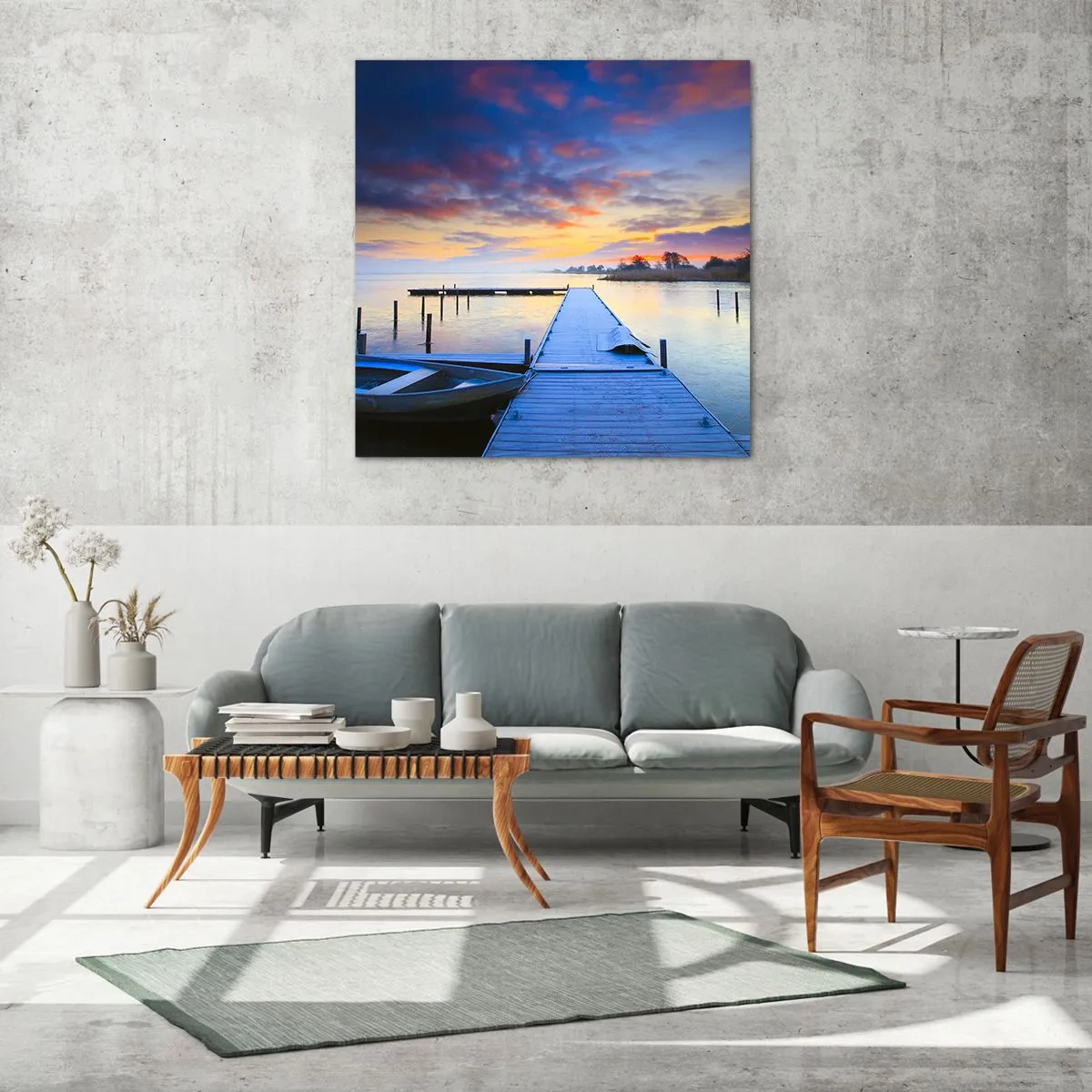 Obraz na szkle - Fioletowo-złoty spokój - 70x70 cm