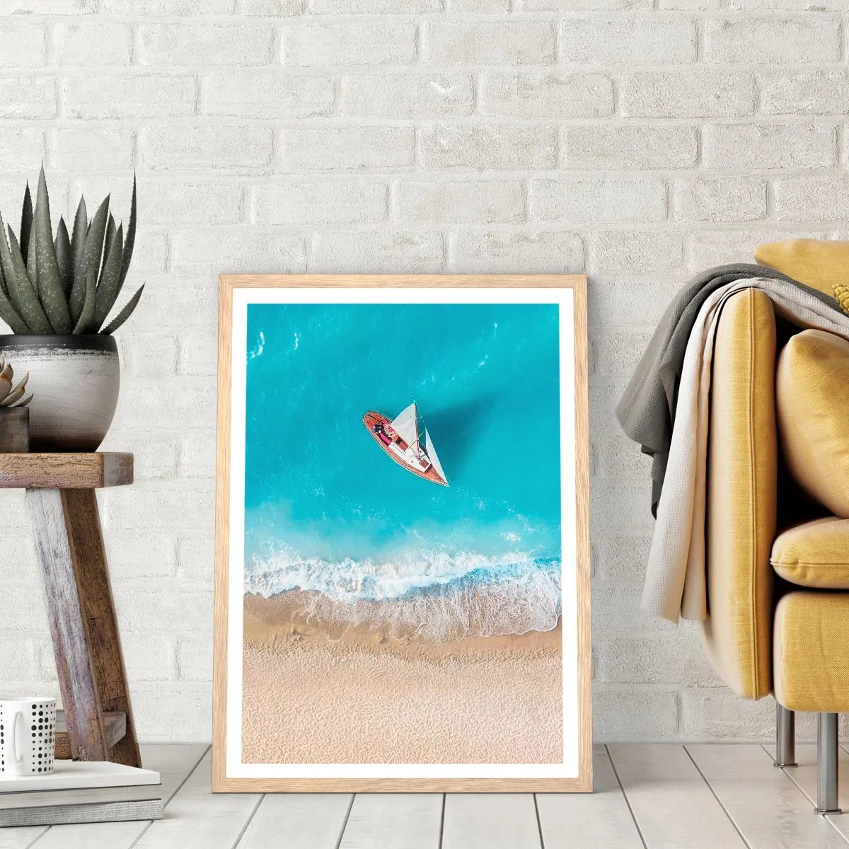 Plakat w ramie jasny dąb - Na granicy błękitu i złota - 50x70 cm