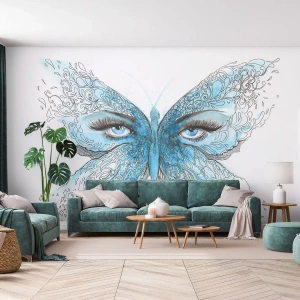 Fototapeta Samoprzylepna Deluxe Sticker - Modraszek eros - Abstrakcja, Motyl, Kobiece Oczy - 400x280 cm