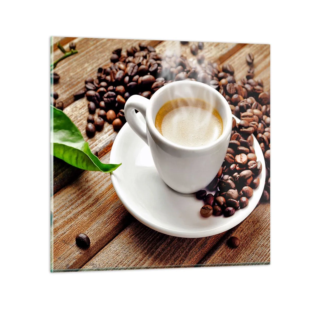 Obraz na szkle - Kawa na ławie - 40x40 cm