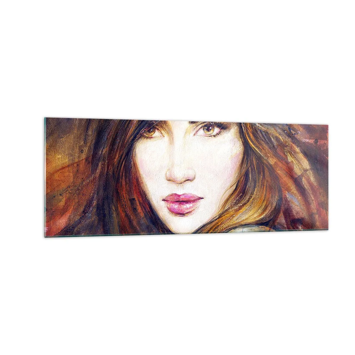 Obraz na szkle - Portret kobiety w malarskim stylu - 140x50cm - Grosik za twoje myśli - Nowoczesna dekoracja ścienna do salonu i sypialni ARTTOR