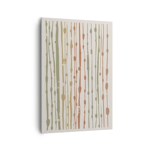 Obraz na płótnie - Wzór linii w ciepłych odcieniach na jasnym tle - 70x100cm - Muzyczny zapis barw - Nowoczesna dekoracja ścienna do salonu i sypialni ARTTOR
