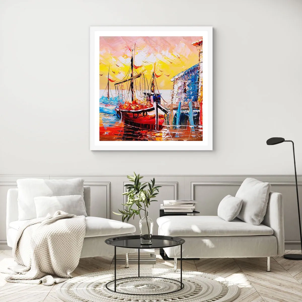 Plakat w białej ramie - Szczęśliwy powrót - 50x50 cm