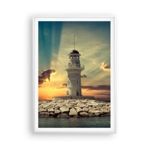 Plakat w białej ramie - Światło - Dobro - Piękno - 70x100 cm