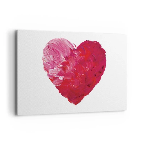 Obraz na płótnie - Różowe i czerwone serce namalowane pędzlem - 120x80cm - All you need is love - Nowoczesna dekoracja ścienna do salonu, kuchni i sypialni ARTTOR