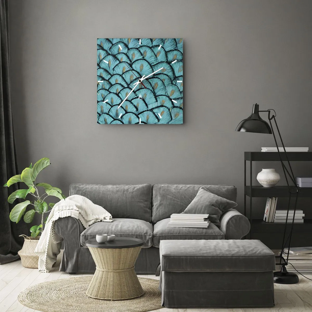 Zegar ścienny - Wielka gala piór - 30x30 cm