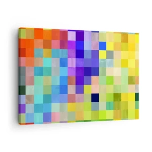 Obraz na płótnie - Kolorowa mozaika kwadratów w różnorodnych barwach - 70x50cm - Każdy inny, wszystkie równe - Nowoczesna dekoracja ścienna do salonu i sypialni ARTTOR