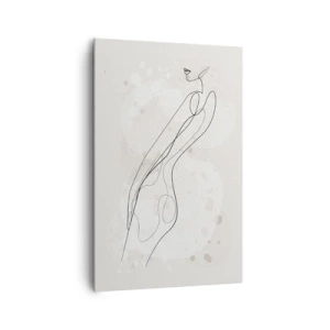 Obraz na płótnie - Subtelny szkic sylwetki w minimalistycznym stylu - 80x120cm - Pobłądzić spojrzeniem - Nowoczesna dekoracja ścienna do salonu i sypialni ARTTOR