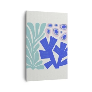 Obraz na płótnie - Abstrakcyjne morskie rośliny w nowoczesnym graficznym stylu - 80x120cm - Podwodny ogród - Nowoczesna dekoracja ścienna do salonu i sypialni ARTTOR
