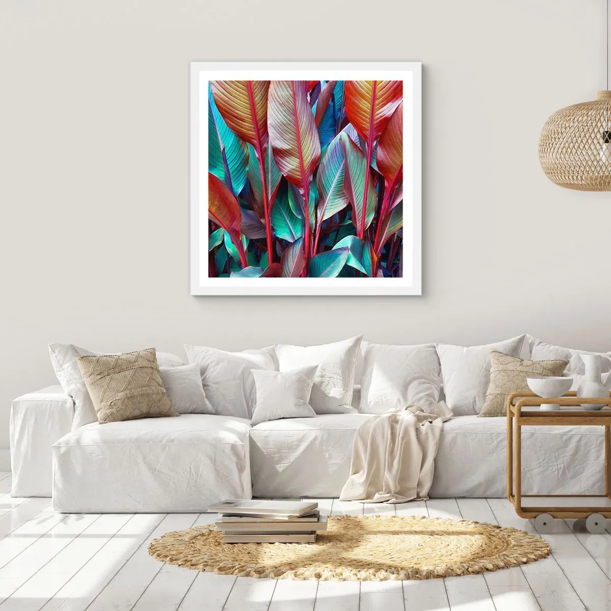 Plakat w białej ramie - Kolorowy gąszcz - 40x40 cm