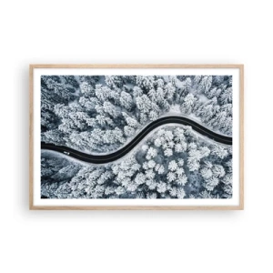 Plakat w ramie jasny dąb - Przez zimowy las - 91x61 cm