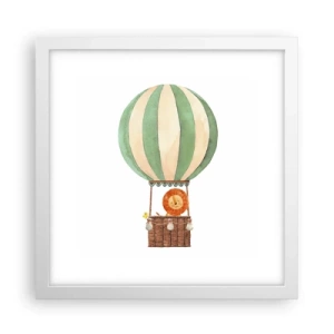 Plakat w białej ramie - Podróże Leona - 30x30 cm