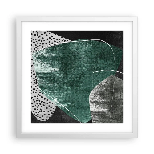 Plakat w białej ramie - Barwna abstrakcja z płatkiem złota - 40x40 cm