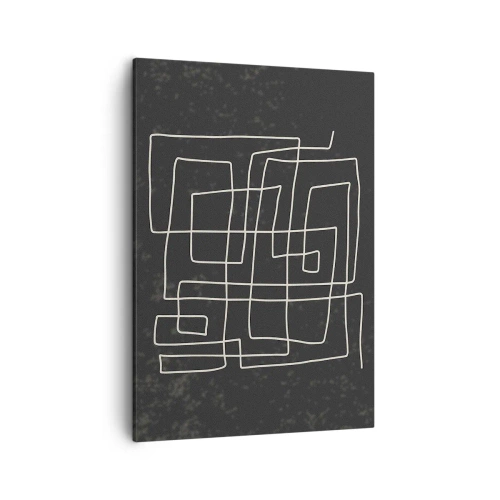 Obraz na płótnie - Abstrakcyjne białe linie na ciemnym tle układające się w geometryczny wzór - 50x70cm - Nie taki prosty - Nowoczesna dekoracja ścienna do salonu, kuchni i sypialni ARTTOR