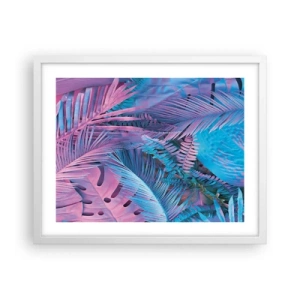 Plakat w białej ramie - Tropiki w różu i błękicie - 50x40 cm