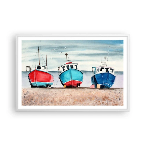 Plakat w białej ramie - Gotowe na połów - 91x61 cm