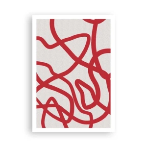Plakat - Czerwono na białym - 70x100 cm