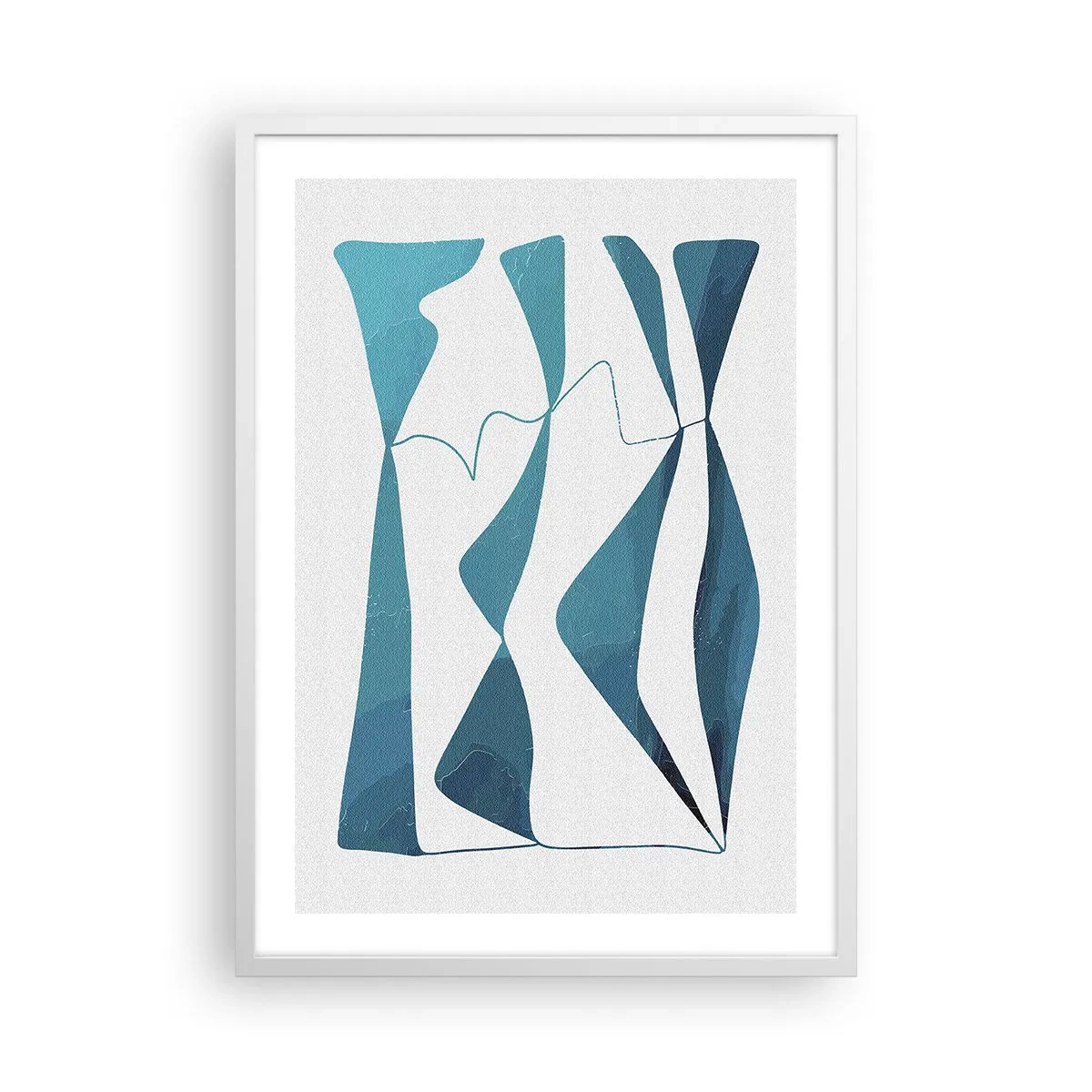 Plakat w białej ramie - Abstrakcja: turkusowy związek - 50x70 cm