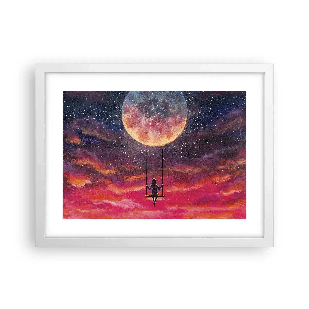 Plakat w białej ramie - Bujać w obłokach - 40x30 cm