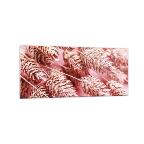 Obraz na szkle - Zbliżenie na kłosy w różowym odcieniu - 120x50cm - Kwietna kaskada w różu - Nowoczesna dekoracja ścienna do salonu i sypialni ARTTOR