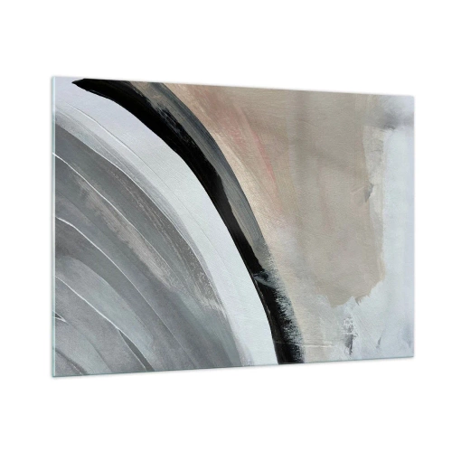 Obraz na szkle - Abstrakcyjny łuk w odcieniach szarości i czerni - 100x70cm - Kompozycja: łuk czerni i szarości - Nowoczesna dekoracja ścienna do salonu, kuchni i sypialni ARTTOR