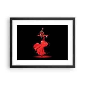 Plakat w czarnej ramie - Ognisty duch flamenco - 40x30 cm