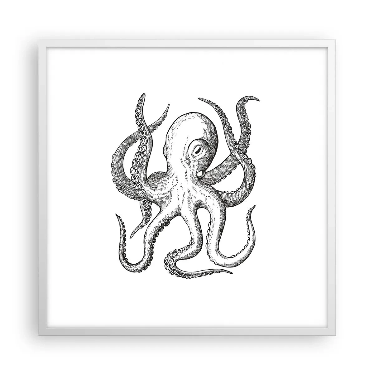 Plakat w białej ramie - Tańcząca z falami - 60x60 cm