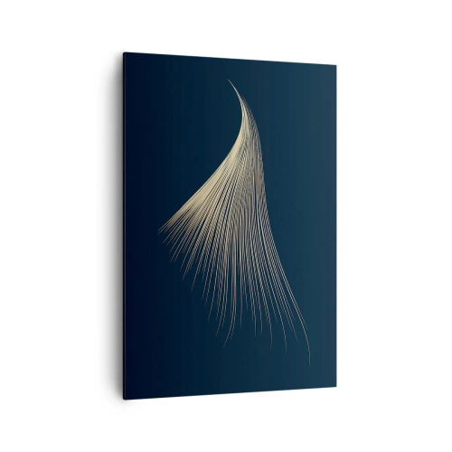 Obraz na płótnie - Delikatna linia przypominająca pióro na granatowym tle - 70x100cm - Jak anioła włos - Nowoczesna dekoracja ścienna do salonu i sypialni ARTTOR