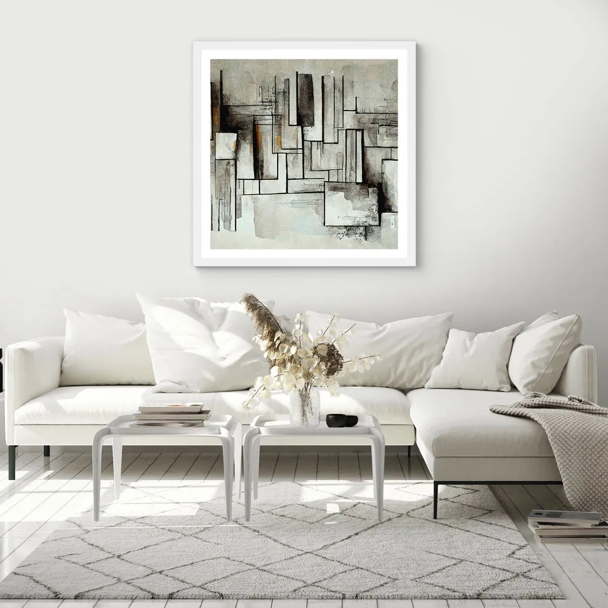 Plakat w białej ramie - Siła prostoty - 30x30 cm