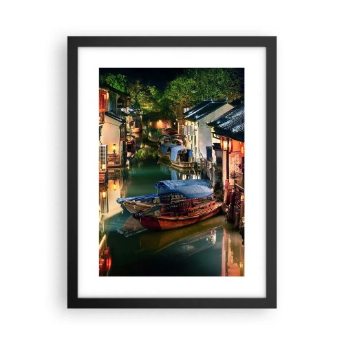 Plakat w czarnej ramie - Wieczór na chińskiej ulicy - 30x40 cm