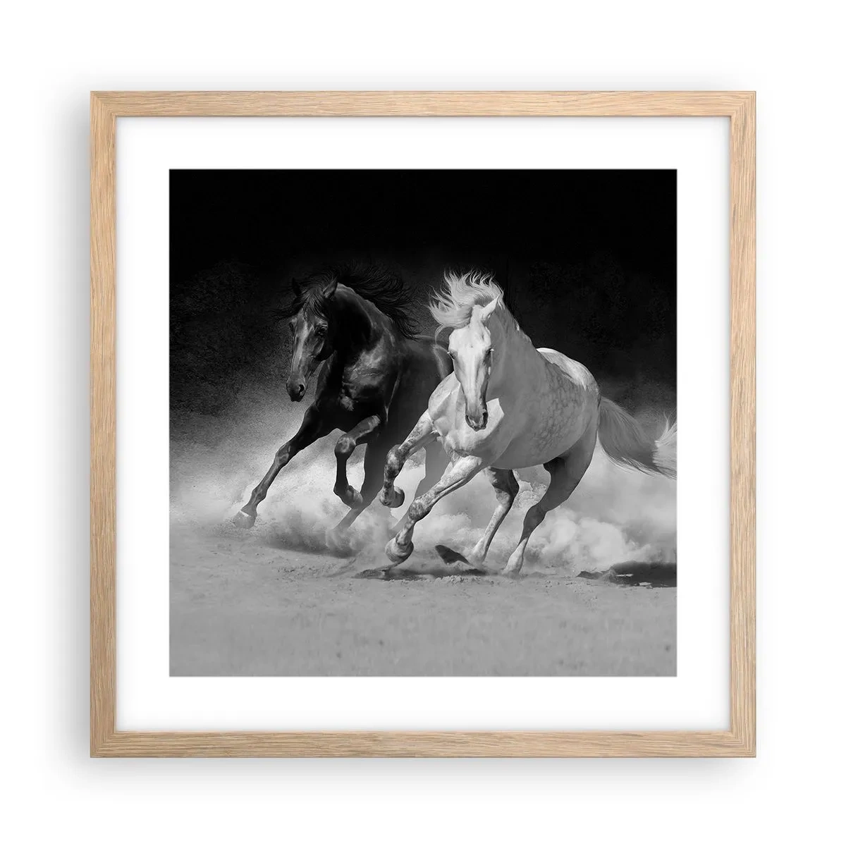 Plakat w ramie jasny dąb - Galop wolności - 40x40 cm