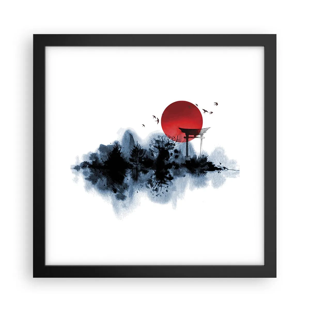 Plakat w czarnej ramie - Japoński widok - 30x30 cm